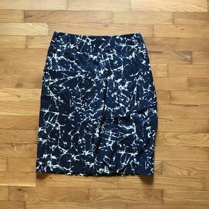 Michael Kors 10 Navy Cream Pencil Skirt